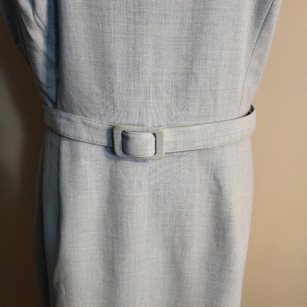 Calvin Klein Light Blue Midi Dress with Belt - Picture 4 of 10